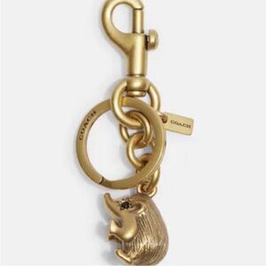 Coach Metallic Gold Hedgehog Keyring Bag Charm